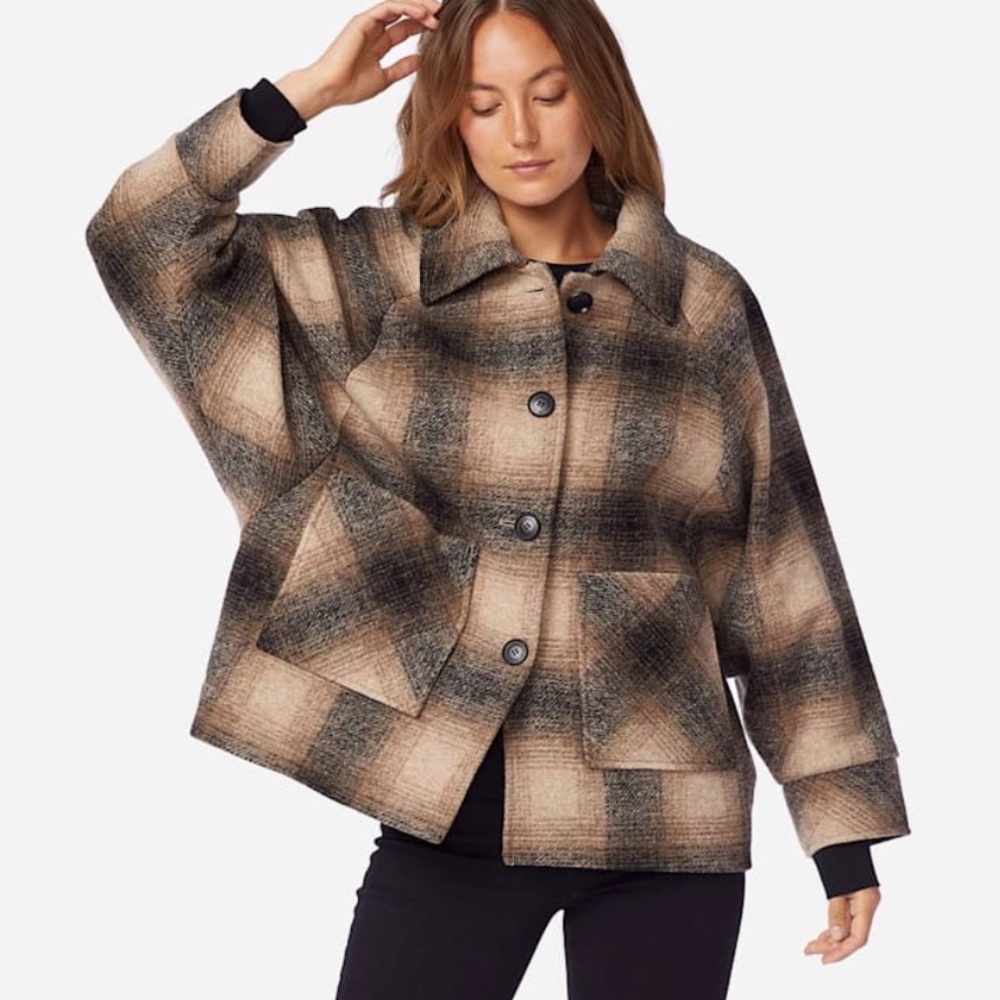 PENDLETON WOMEN'S ALEXANDRIA CAPE COAT PLAID BUTTON UP SIZE M/L